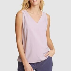 Eddie Bauer Women's Departure V-Neck Oversized Tank Top, Solid Light Pink, SMALL